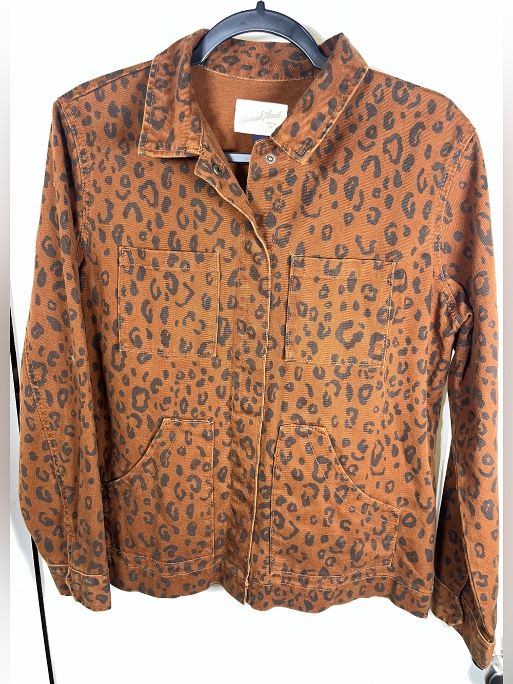 Universal Thread Women’s Brown Leopard Print Cotton Chore Jacket Small S Utility